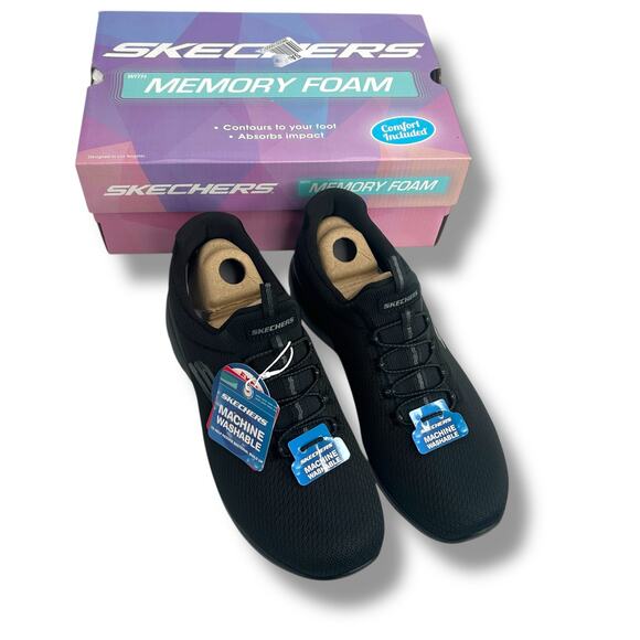 NEW Skechers Summits Slip Ins Walking Sneakers Black Size 8.5 Wide Fit Trainer - Picture 8 of 12
